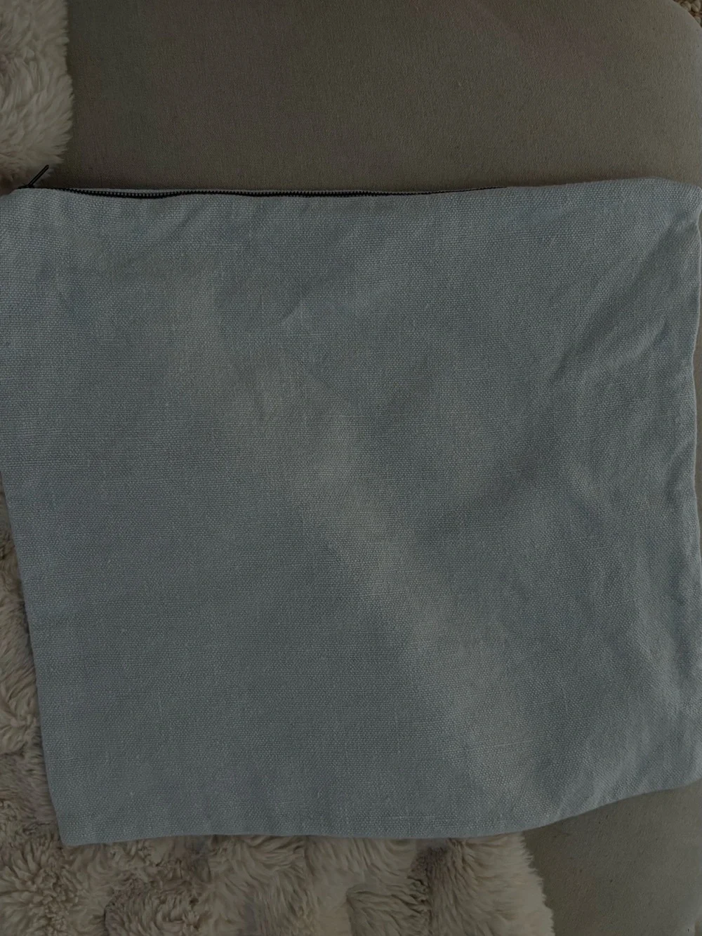 Crate&Barrel European flax linen pale blue couch pillows